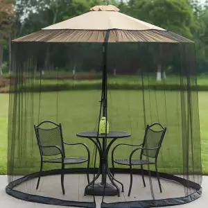 파티오 우산용 7.5-10피트 모기장 양면 야외 캐노피 그물 및 가제보 간편한 설치 검은색 전용