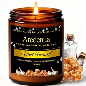 소금에 절인 캐러멜 캔들 냄새 제거 - 가정용 7온스 소이 따뜻한 달콤한 아로마 릴렉싱 향 여성 및 남성용