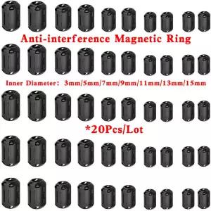 링 코어 페라이트 비드 클램프 초크 코일 EMI RFI 노이즈 필터 클립 블랙 마그네틱 스냅온용 케이블 3.5mm