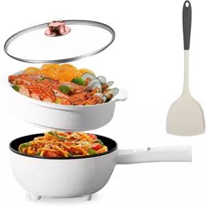 찜기 포함 코카소 전기 전골 냄비 3L 논스틱 멀티 쿠커 듀얼 파워 1000W/600W 과열 및 드라이 보일 보호