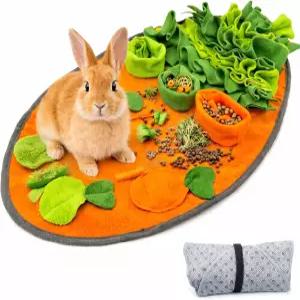 HERCOCI 30 x 16 고정 손잡이가 있는 대형 토끼 채집 매트 장난감 세탁 가능한 폴라 플리스 먹이 재미있는
