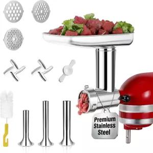 주방 보조 믹서용 리스 스틸 그라인더 부착물 3개의 소시지 퍼 및 그라인딩 플트가 고강도 금속 육류