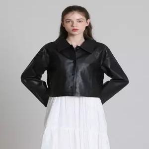 [오조크][오조크(OZOC)] 카라넥 숏 페이크레더 자켓 (택가격 198000원)