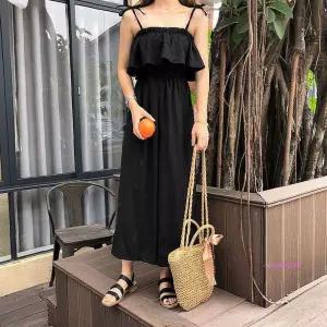 여성용 스트랩 점프수트 프릴 여름용 슬림핏yza110