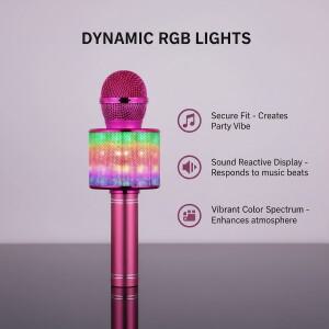 호환 휴대용 핸드헬드 노래방 마이크 스피커  녹음 FM 라디오  LED 라이트  360  파티 모임서라운드 사운드
