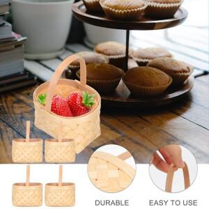 4Pcs 고리 버들 바구니 작은 나무 다기능 부드러운 손 안전 니트 선물 상자 짠 미니 장식