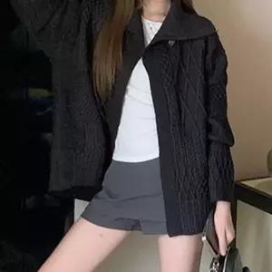 여성 꽈배기 오픈 숄 카라 니트 가디건 간절기 아우터