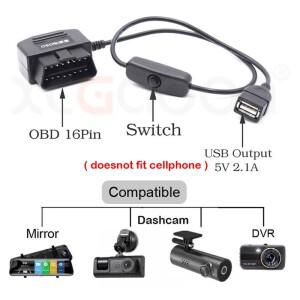 호환 USB OBD 자동차 충전기 하드 와이어 키트 코드  대시캠 블랙박스 DVR 카메라용  저전압 보호전원 스위