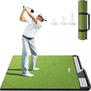 모노조이 5x4피트 골프 타격 매트 실내외용 전문 연습용 잔디 충격 흡수 EVA 베이스 통합 볼 트레이 또는