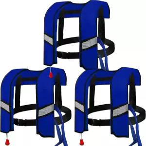 남성 여성용 3팩 구명조끼 - 반사 스트립과 안전 버클이 있는 150N 자동 인플레이션 수영 조끼 ~ 가볍고