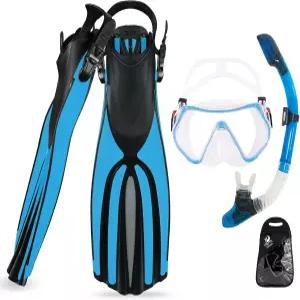 TUDIVING-스노클링 장비 남성용 마스크 핀 스노클 세트 3 in 1 스쿠버 뷰 김서림 방지 조절 가능한 다이빙