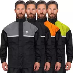 방수 오토바이 우비 2피스 반사 장비 경량 라이딩 재킷 바지 후드가 있는 보호 회색. [호환]