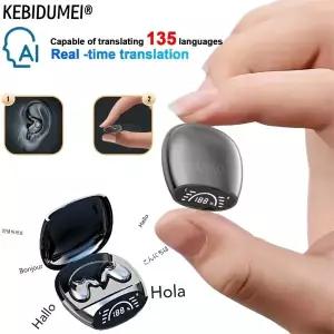호환  보이지 않는 무선 BT AI 실시간 언어 번역 이어폰 135개 언어 여행 비즈니스를 수면 헤드폰 번역기