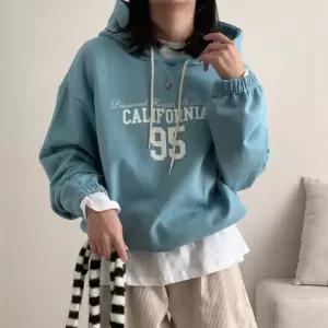 [유야]여성 면 95 레터링 후드티 박스티 -FTS1079- 봄 가을
