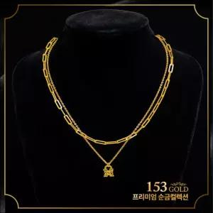 153 [최신] 24K 순금 YG 290 브랜드 스타일 H 펜던트 레이어드 목걸이 18.75g(5돈)