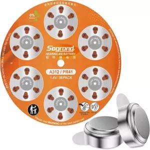보청기 배터리 크기 312 36 카운트 수은 프리 아연 공기 셀 1.4V 내구성 및 누수 방지 설계