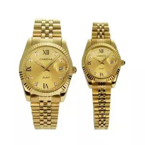 카리타스 금장 커플 선물 명품 예물 고급 원형 메탈 손목 시계 / C15000G