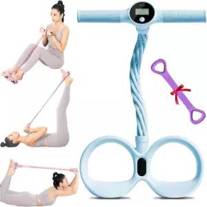 카운터가 있는 스마트 풋 페달 풀러 튜브 저항 밴드 6개 전신 스트레칭 및 요가를 위한 홈 짐 팔 허리