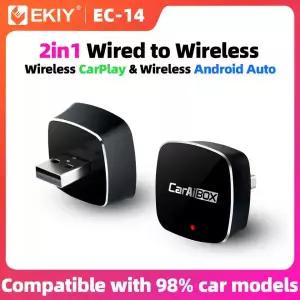 무선미러링 EKIY 무선 CarPlay 동글 안드로이드 오토 어댑터 2in1 AI 스마트 박스 차량용 유선