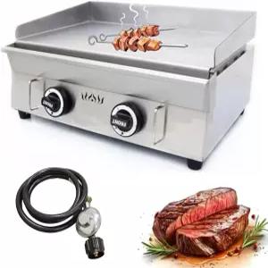 홈 파티 캠핑을 위한 저압 밸브 2800Pa 논스틱 플레이트 플랫 온도 조절 가능한 버너 상업용 탑 그릴