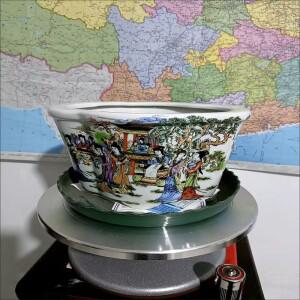 청나라 12 황금 머리핀 파우더 컬러 즙이 많은 세라믹 꽃 냄비 골동품 도자기 컬렉션 홈 룸 장식