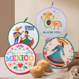 30cm 원형 팬케이크 가방 부리토 가열 전자레인지 음식 보온 커버 휴대용 도시락 피자 멕시칸 토르티야 워