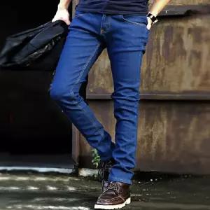 흰색 화이드 청바지 데님 진 바지 가을/겨울 스타일 고급스러운 다크 블루 남성 슬림핏 스키니 활용도 캐주