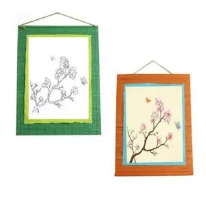 대나무 족자 연꽃 민화 그리기 세트 1인 전통 채색 체험 인테리어 소품 DIY