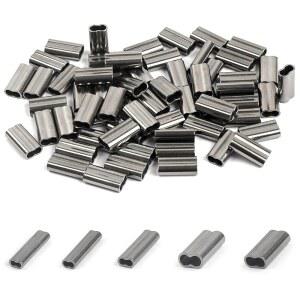 AGOOL 구리 더블 크림프 슬리브 - 200피스 낚시 크림프 슬리브 황동 구리 크림핑 루프 슬리브 낚싯줄 튜브 커넥터 낚시 와이어 리더 리깅 태클, 사이즈 0 8mm-2 6mm