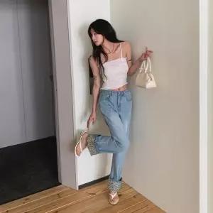 [다잇템] 여자 폴딩 하이웨이스트 호피 빅사이즈 팬츠