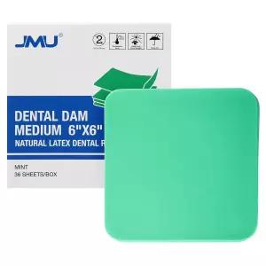 JMU 라텍스 덴탈 댐 고무 6 x 민트 그린 중간 파우더 프리 36팩