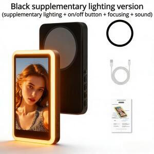 업그레이드된 마그네틱 모니터 스크린 프로젝터, 스마트폰 후면 카메라 셀카, 필 라이트 포함, 브이로그 라