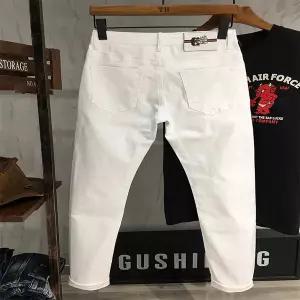 흰색 화이드 청바지 데님 진 바지 준커Zhunke 순백색 남성 가을/겨울 스타일 트렌디한 슬림핏 스키니진 활