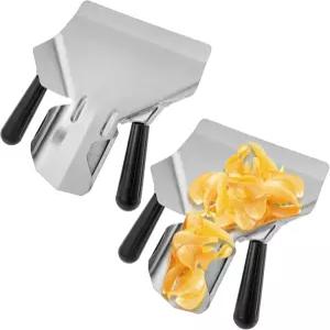 JEUIHAU 2개 스테인리스 스틸 프렌치 프라이 스쿱 양손 팝콘 칩 사탕 디저트 스낵 얼음 드라이 굿즈용