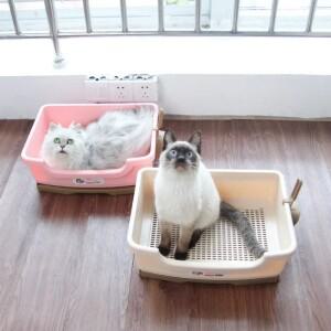 서랍 스타일 애완 동물 트레이너 고양이 쓰레기통, 튀지 않는 개 토끼 플라스틱 변기 침대 팬 청소 용품