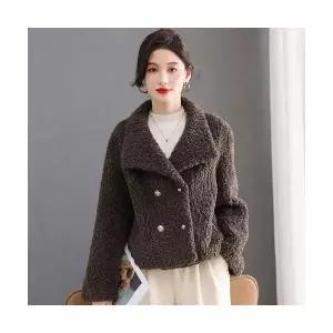 여성 모피코트 스웨이드 라이크 코트 도톰한 숏 과립 융털 일체형 상의 OP1