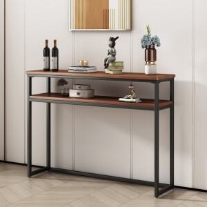 현대식 원목 슬림형 바닥 수납 선반 긴 좁은 벽걸이 사이드보드 소파 뒤 다기능 콘솔 테이블