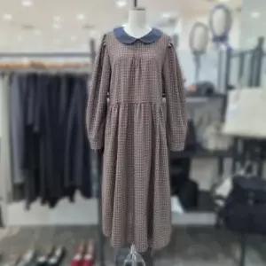 LAP 둥근 배색카라 체크 원피스 AS7XO163_DG