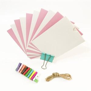 10개 DIY 핑크 종이 사진 액자 6인치 벽걸이 크라프트지 클립 로프 앨범