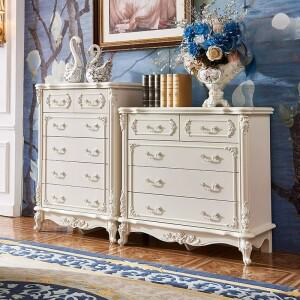 LTT 유럽 스타일 서랍장 침실 사이드 캐비닛 원목 고급 6단 수납장