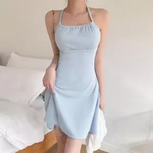 /옷자락 여자 여름 홀터넥 슬림핏 미니원피스