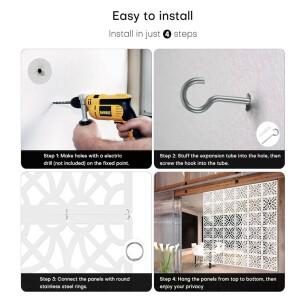 룸디바이더. 실내 칸막이. 흰색. 걸이형 스크린 - 12개