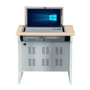 스탠드 컴퓨터책상 사무실 데스크 도서관 호두색 2인용 책상