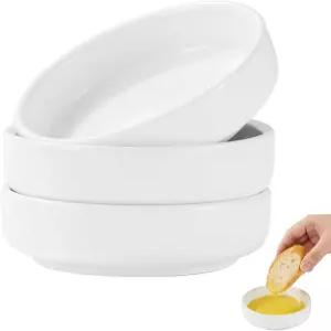 빵 디핑 볼 세트 3개 작은 소스 화이트 세라믹 요리 올리브 오일 딥 및 쌓을 수 있는 얕은 원형 청소하기