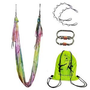 에어리얼 요가 해먹 필라테스 실크 스윙 세트 반전 장비에는 데이지 체인, 포즈 가이드 5.5야드가 포함됩니다