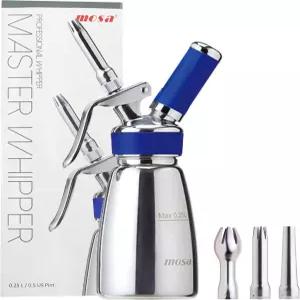 모사 250ml 크림 휘퍼 디저트 음료 및 가정용 베이킹용 스테인리스 스틸 휘핑 디스펜서