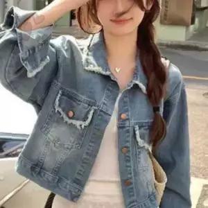 여성 봄 간절기 빈티지 워싱 크롭 짧은 데님 재킷 데일리 캐주얼 청 점퍼
