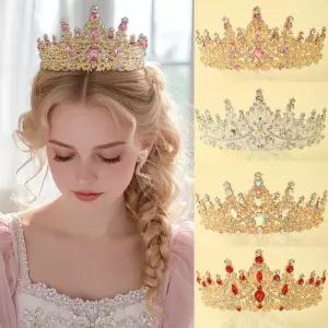 생일 파티와 결혼식 공연에서 소녀들이 착용하기에 적합한 다색 왕관 머리띠 1개