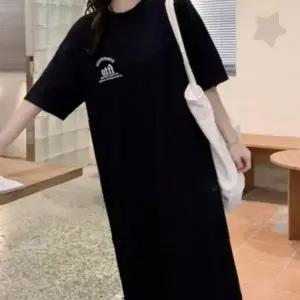 라운드넥 반팔 롱 원피스 허리 밴딩 배 부분 여유 공간 임산부 착용 가능 홈웨어