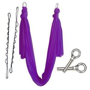 웰셈 5.5야드(완전 세트) 에어리얼 요가 필라테스 해먹 스윙, 카라비너 & 데이지 체인 앵커 포함